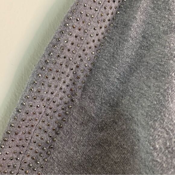 Milano Grey Rhinestone Dolman Sleeve Sweater Size Small - Picture 3 of 6